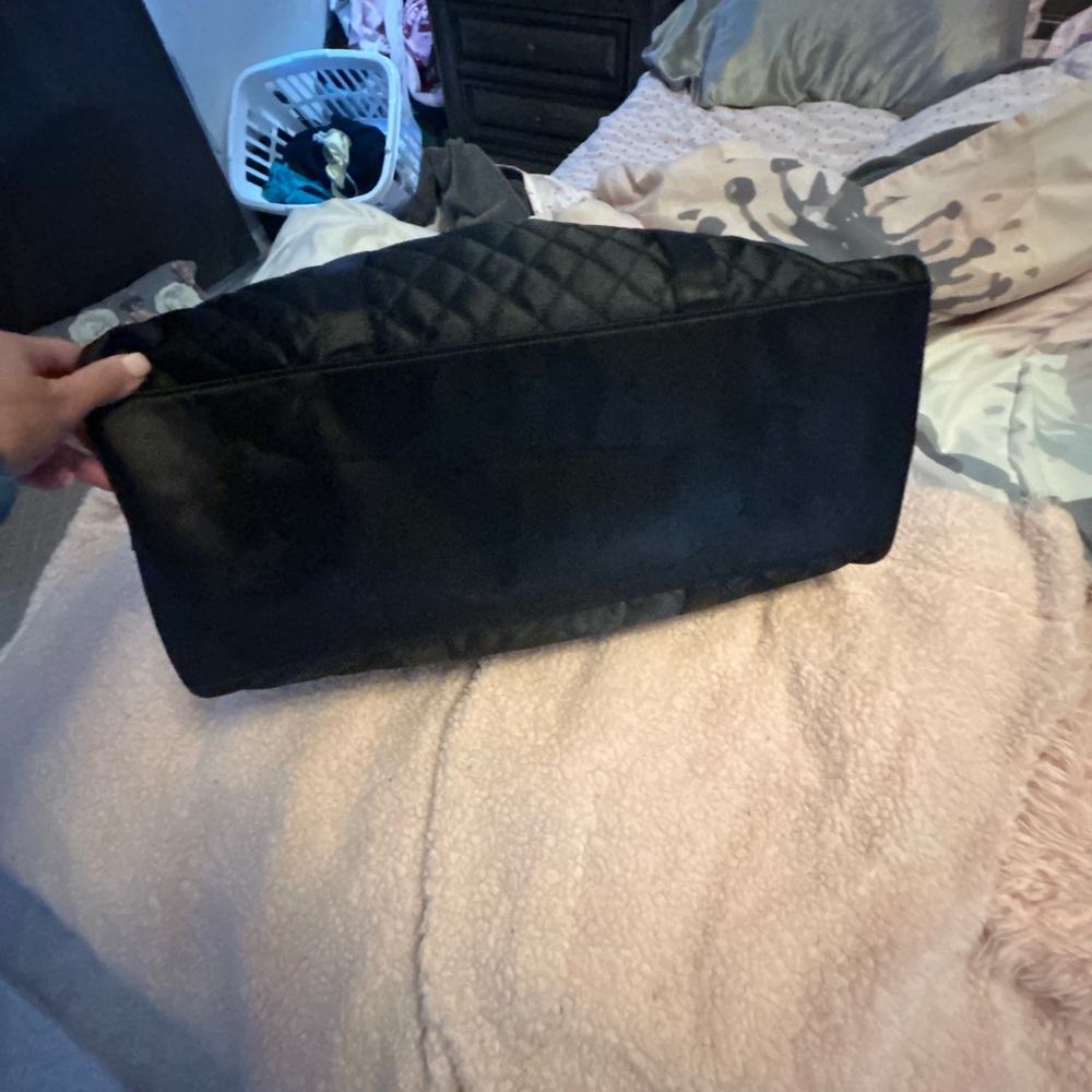 DSW black satin duffel bag. - Picture 7 of 16